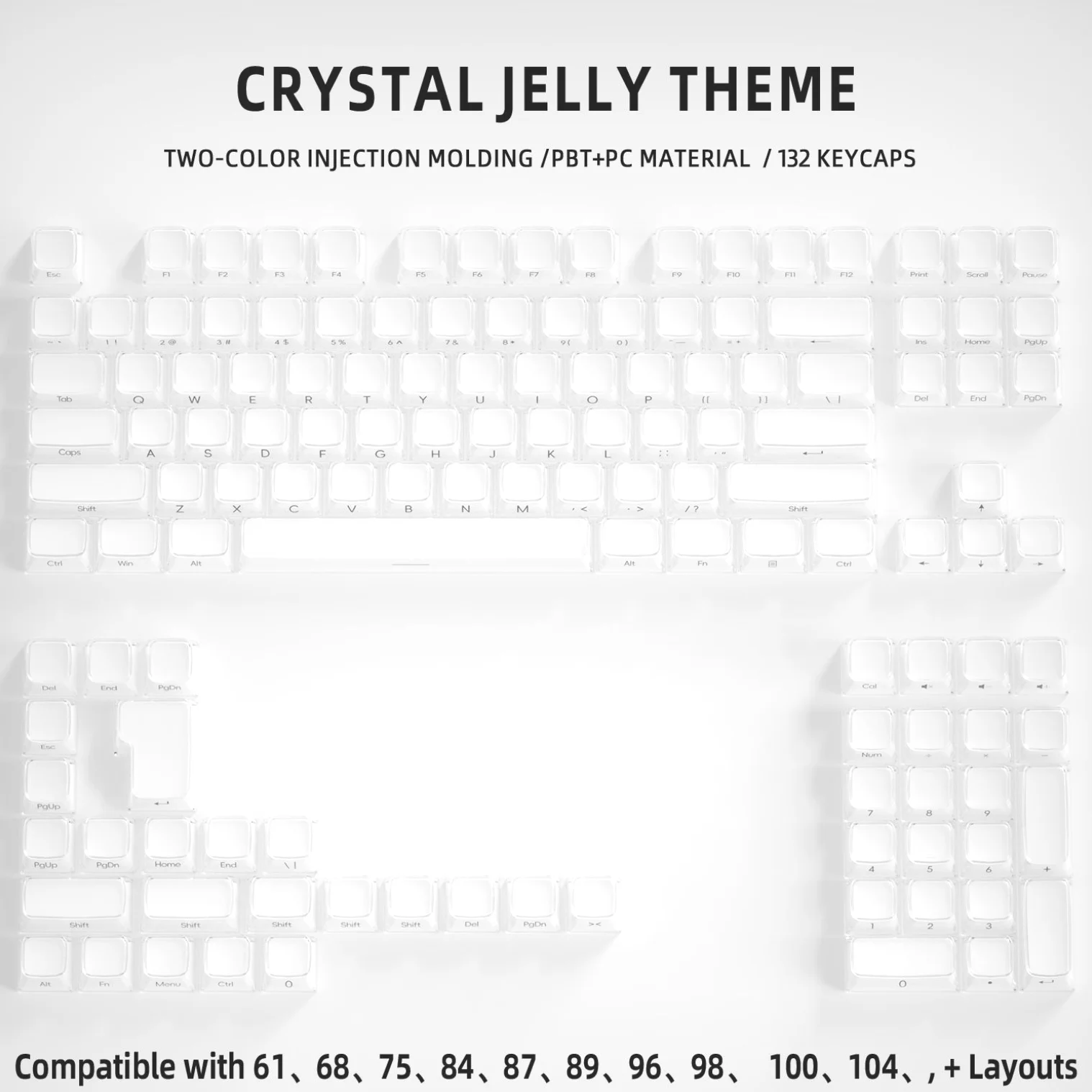 Korean Jelly White 113-Key Hangul Keycap Set (Russian/English)