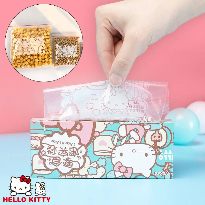 20Pcs Hello Kitty Refrigerator Fresh-keeping Bag Food Sealed Cartoon Home Fruit Vegetable Food Freezing Thickened Ziplock Bag