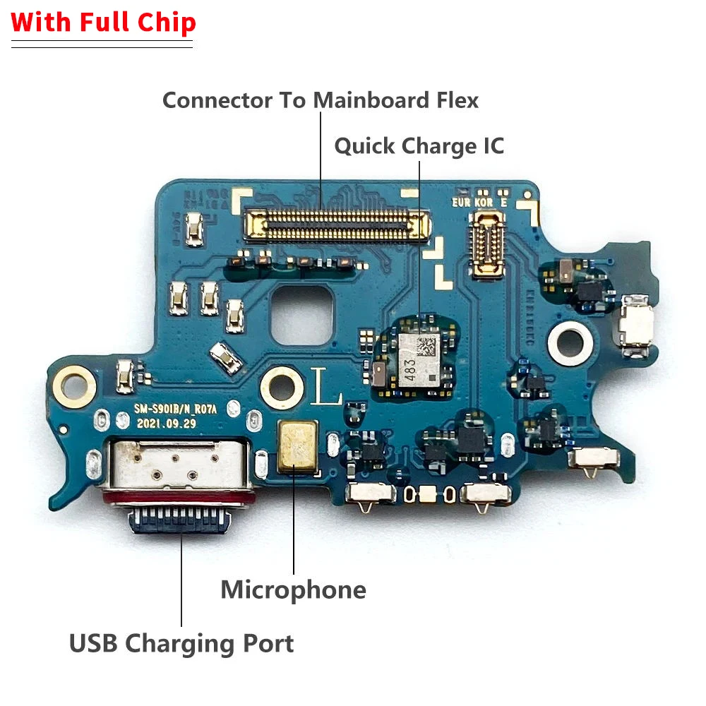 USB Charging Port Charger Board Flex Cable For Samsung S22 Plus S22 Ultra S908B S908U S901B Dock Plug Connector With Microphone