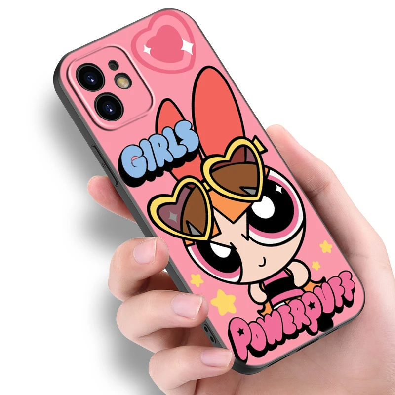 The P-Powerpuff Girls Black Phone Case For Xiaomi Redmi Note 13 Pro 12 11E Pro Plus 11S 11T 10 Pro 10T 5G 10S Cartoon Cover