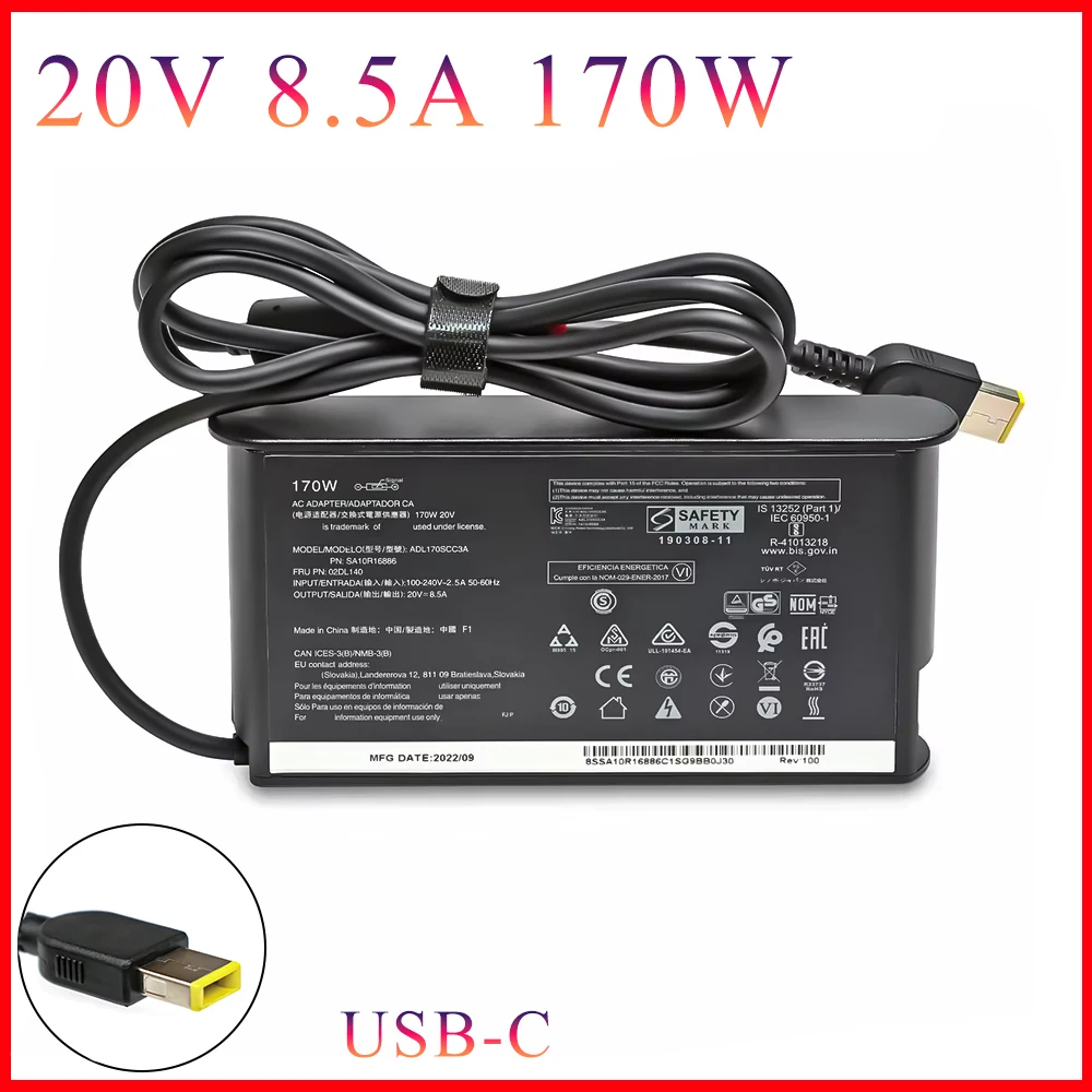 

Зарядное устройство для ноутбука Lenovo Thinkpad P1 P50 P51 P52 P53 P70 P73 W540 W541 T540P Yoga 15 45N0487, 170 Вт, 20 в, а