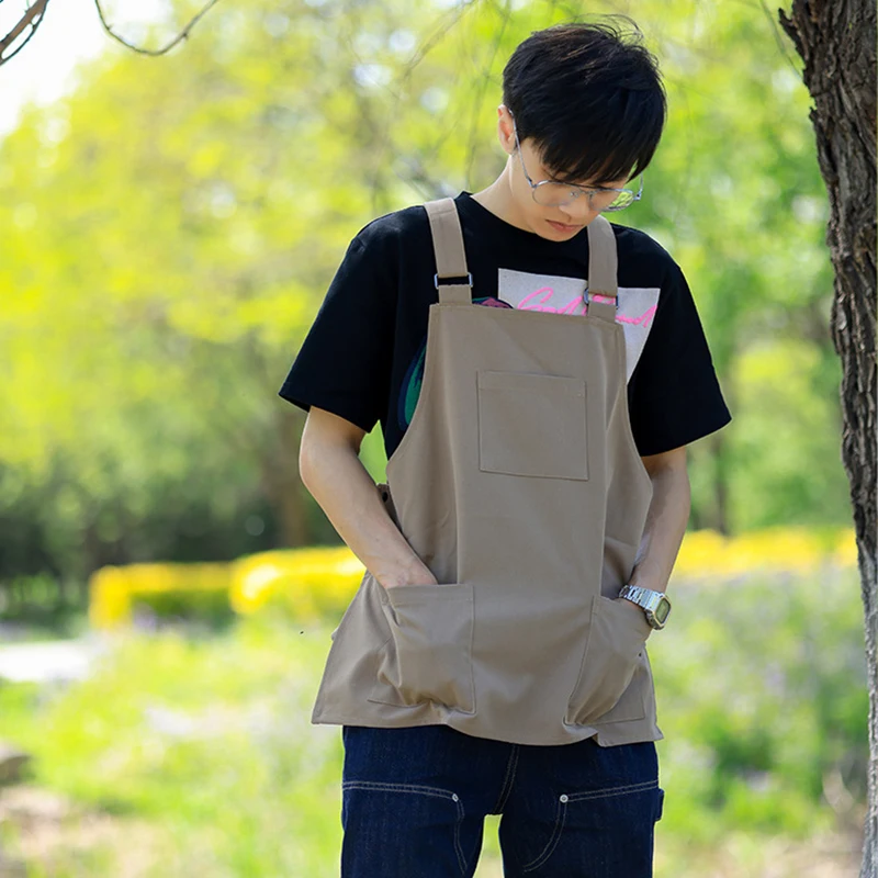 Fashionable Adjustable Vest Apron Milk Tea Shop Coffee Shop Anti Fouling Workwear Daily Casual Home Apron Customized LOGO