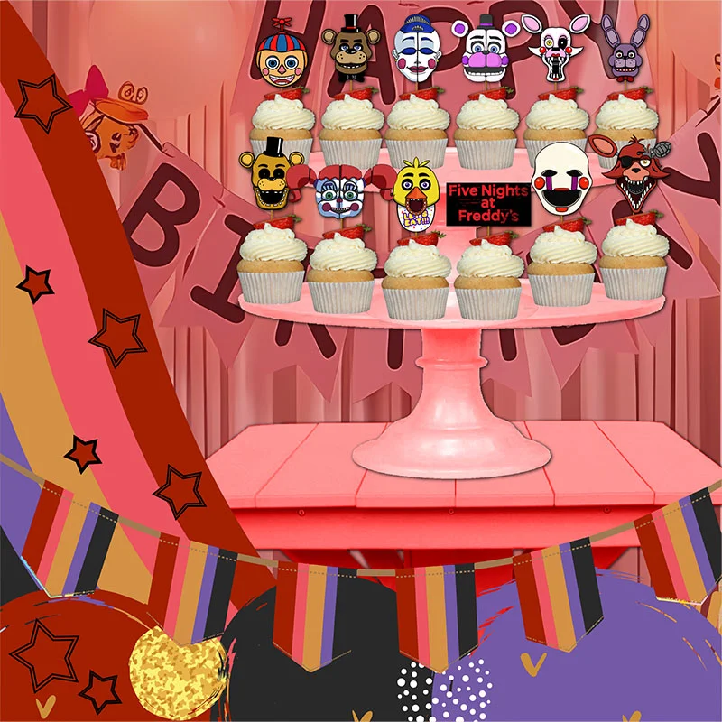 FNAF تحت عنوان خمس ليالٍ في فريدي كب كيك أدوات المائدة القابل للتصرف زينة حفلة عيد ميلاد للأطفال لوازم اكسسوارات هدية #4