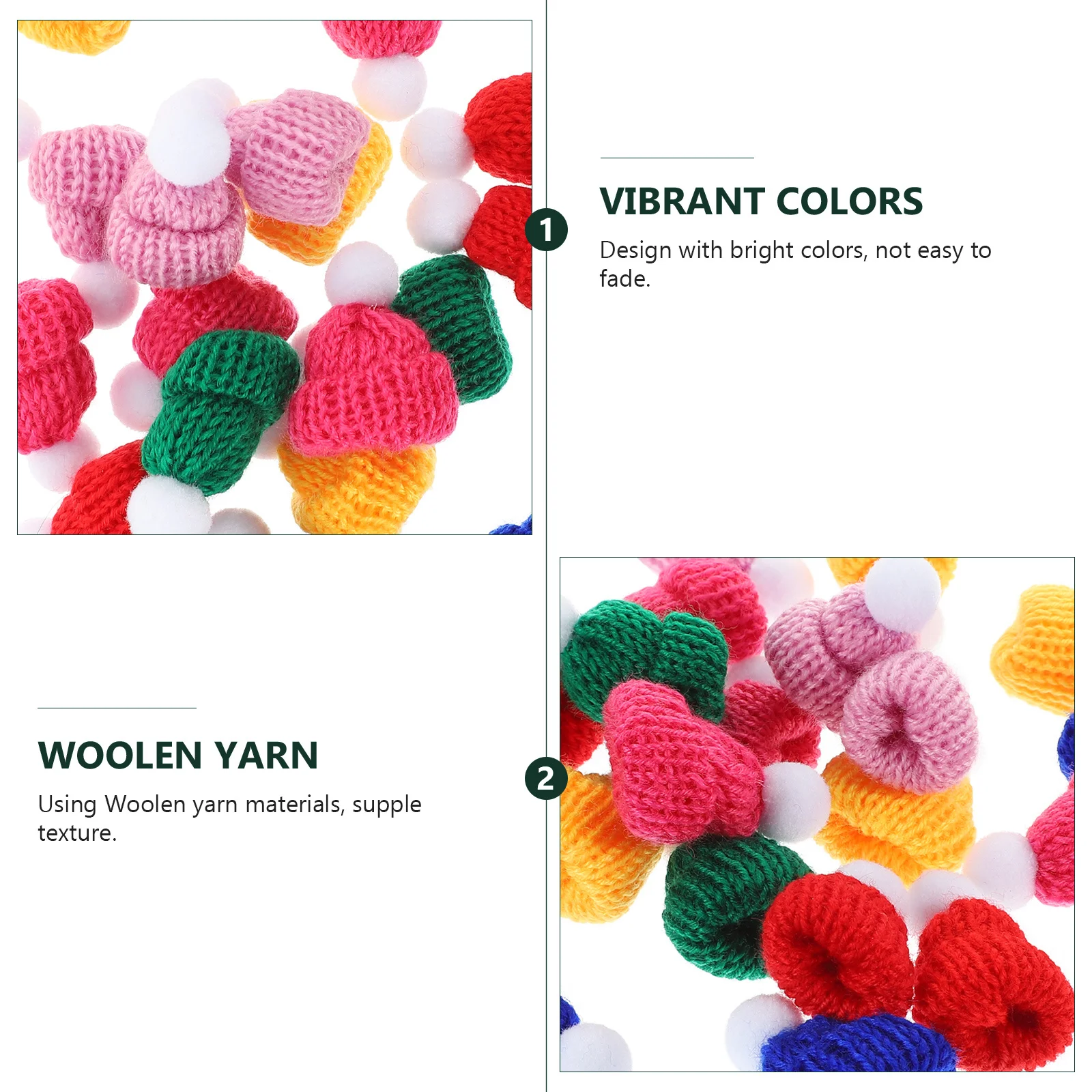 24 pezzi mini cappelli natalizi per maglieria filato di lana morbida piccoli tappi lavorati a maglia per ornamenti artigianali fai da te decorazione dell'albero di Natale bottiglia di vino