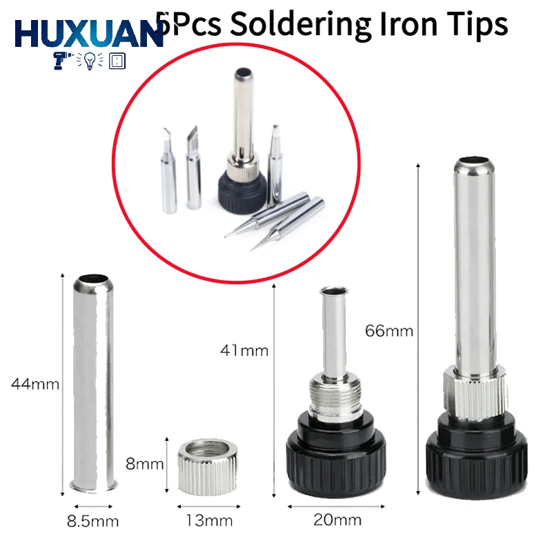 5Pcs Soldering Iron Tips Handle Cannula Casing Adapter Compatible With 852D 936 937D 898D 907 Soldering Station