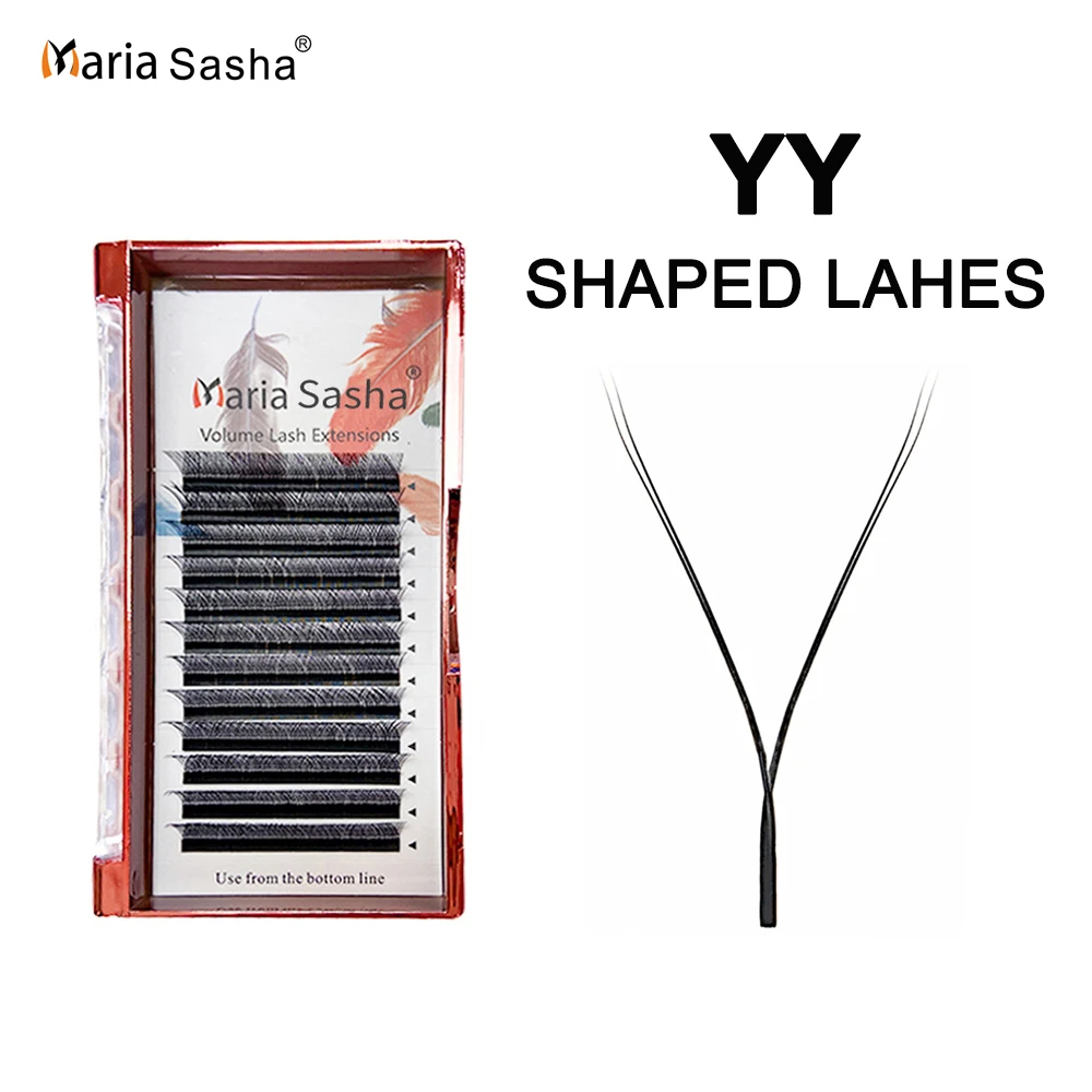 MARIA YY 모양의 속눈썹 클러스터 뷰티 0.07 Y 와이어 유형 갈색 속눈썹 확장 메... - 3