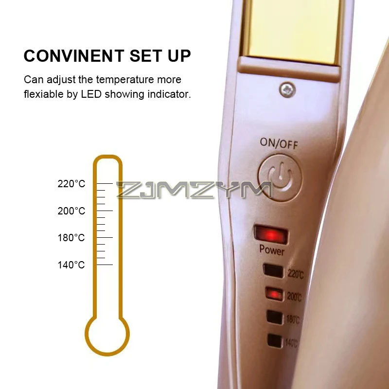 Plancha y rizador de pelo de hierro plano de titanio 2 en 1, plancha plana de cerámica de calentamiento rápido