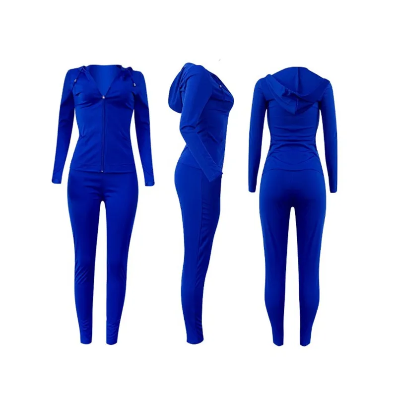 Ropa de entrenamiento atlética para mujer, conjunto de chaqueta y leggings, chándales de gimnasio, 2 piezas, con capucha