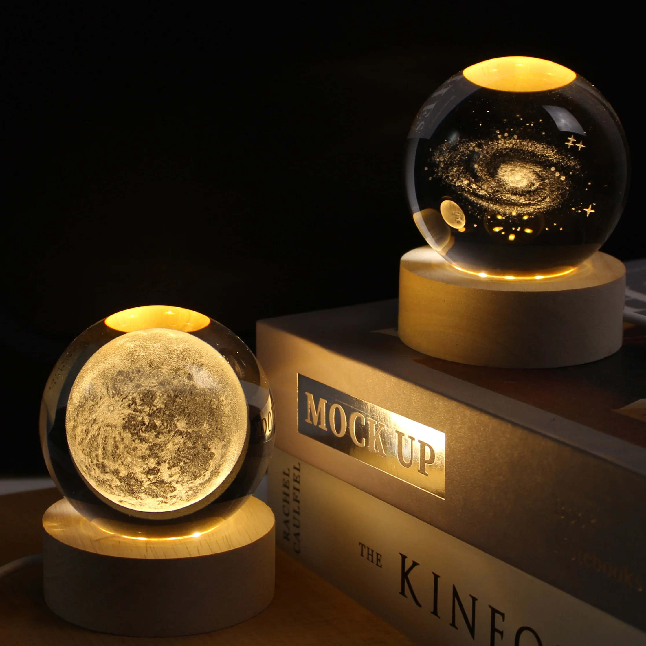 USB LED Night Light Galaxy Saturn 3D Crystal Ball Mood Light Bedroom Home Decor Table Lamp for Children Christmas Creative Gift