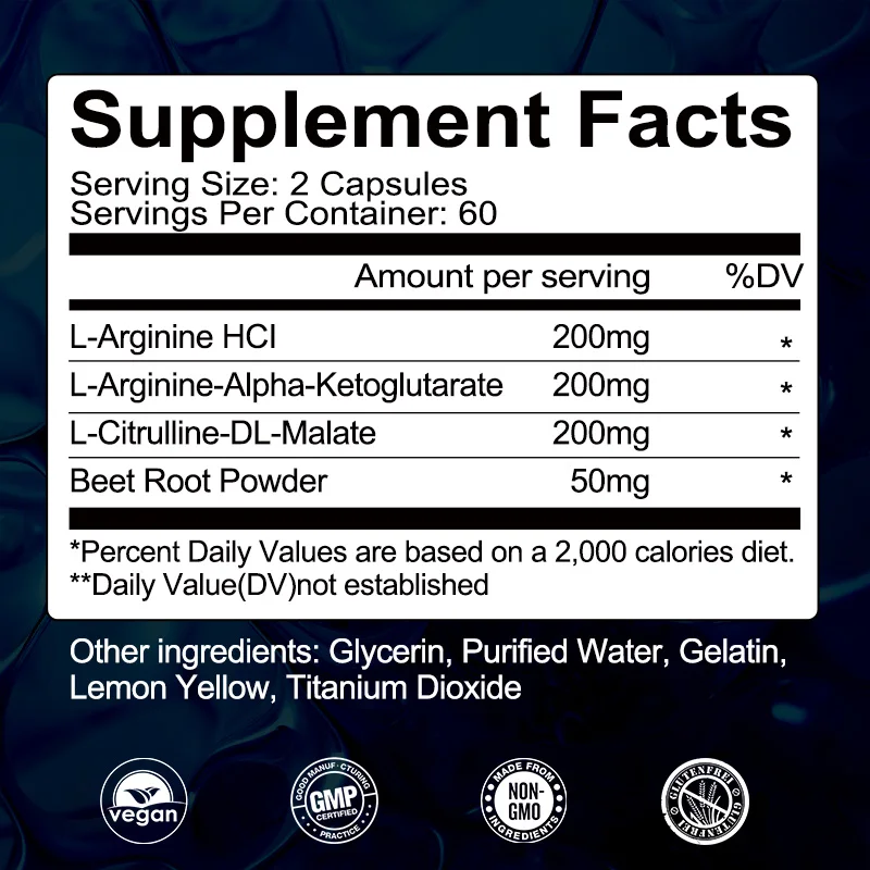 L-Arginine Supplement - For energy, strength and endurance support Blood Flow, Circulation, Nutrient Delivery