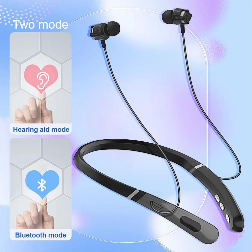 Hearing Aids for Deafness Wireless Bluetooth Headphone Neckband Elderly Sound Amplifier 5 Levels Volume 16 Channels Hearing Aid