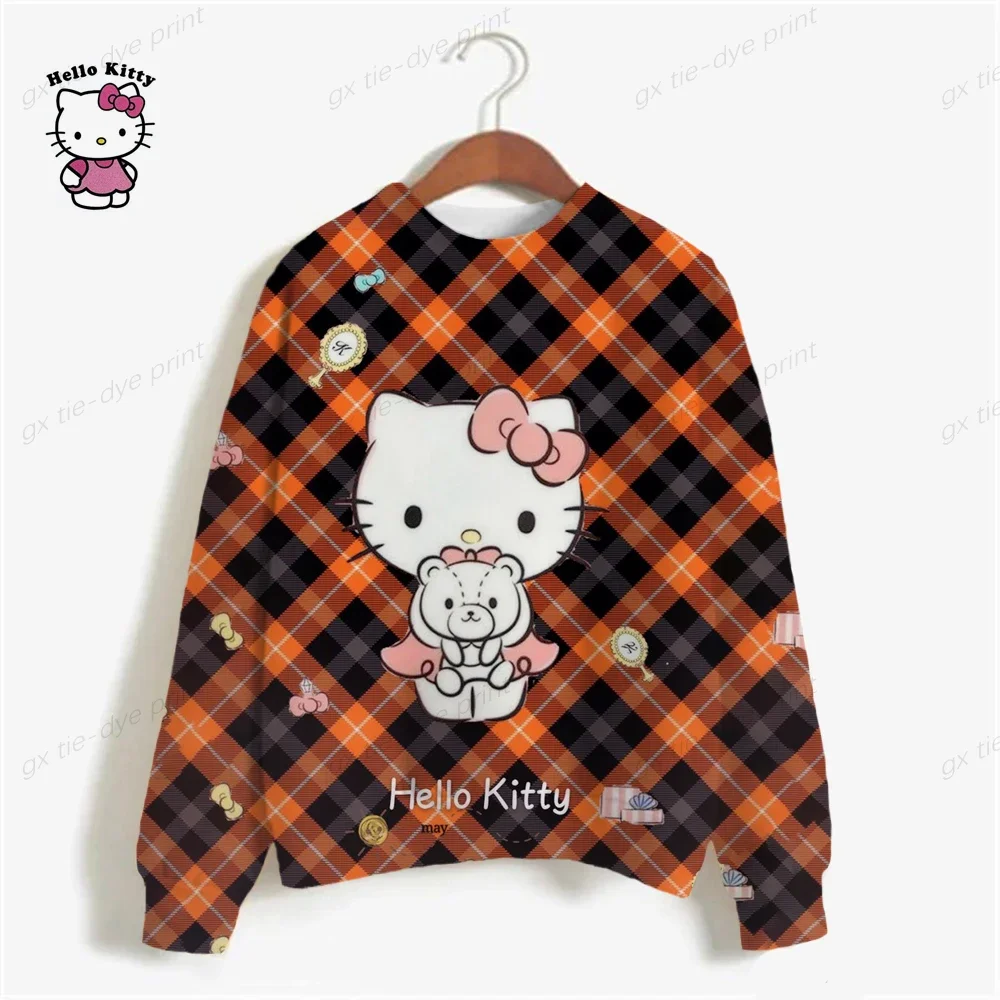 Woman Sweatshirts 2024 Sweet Korean O-neck Pullovers Thick Autumn HELLO KITTY Candy Color Loose Hoodies Womens Clothing y2k