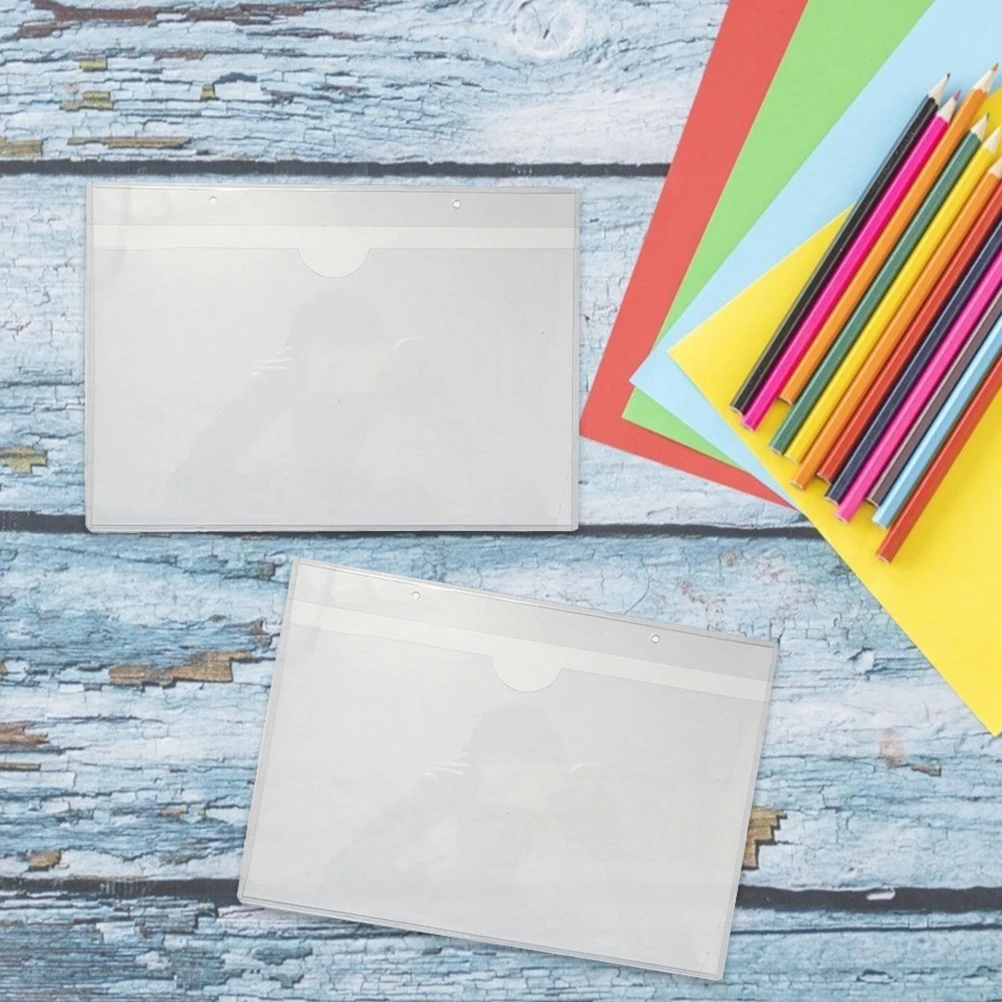 

20pcs Self-Adhesive Cards Pockets Clear Plastic Card Holders Label Protection Business Index Library Flash Cards Organizer