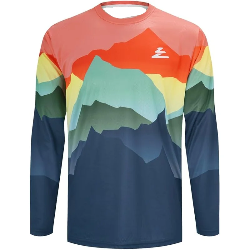 2025 Camiseta de manga larga para hombre, camiseta para ciclismo todoterreno, ropa para ciclismo de montaña, Top holgado para acampar y pescar al aire libre