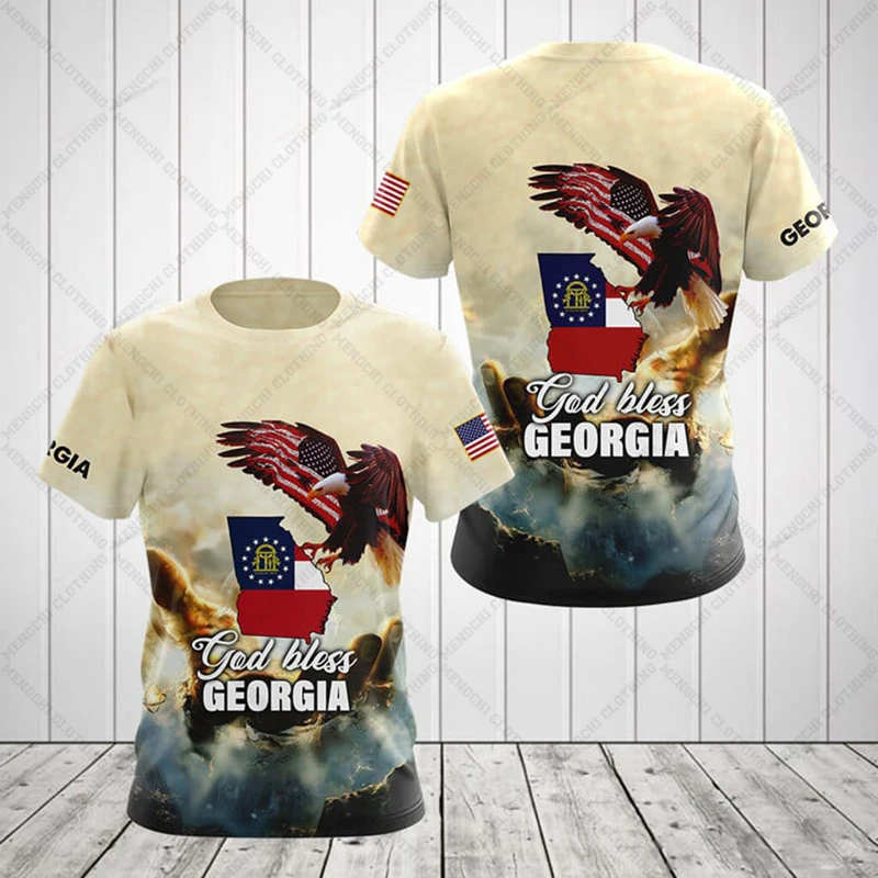 Georgia Emblem Customized Unisex T-shirts Summer Loose Oversized Casual Tees For Men Women Kids Crewneck Tops Sportswear