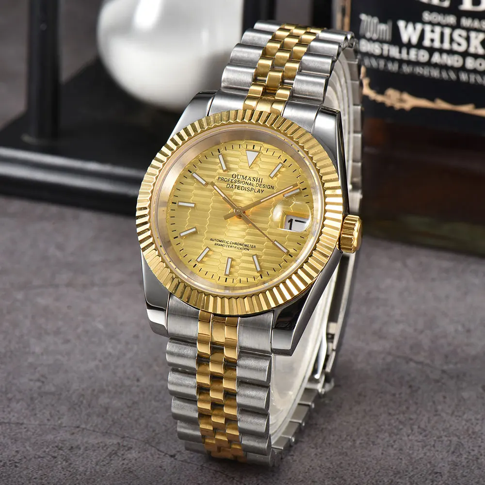 OUMASHI 36mm/39mm orologio da uomo NH35 orologio meccanico automatico in vetro zaffiro luminoso impermeabile Logo personalizzato