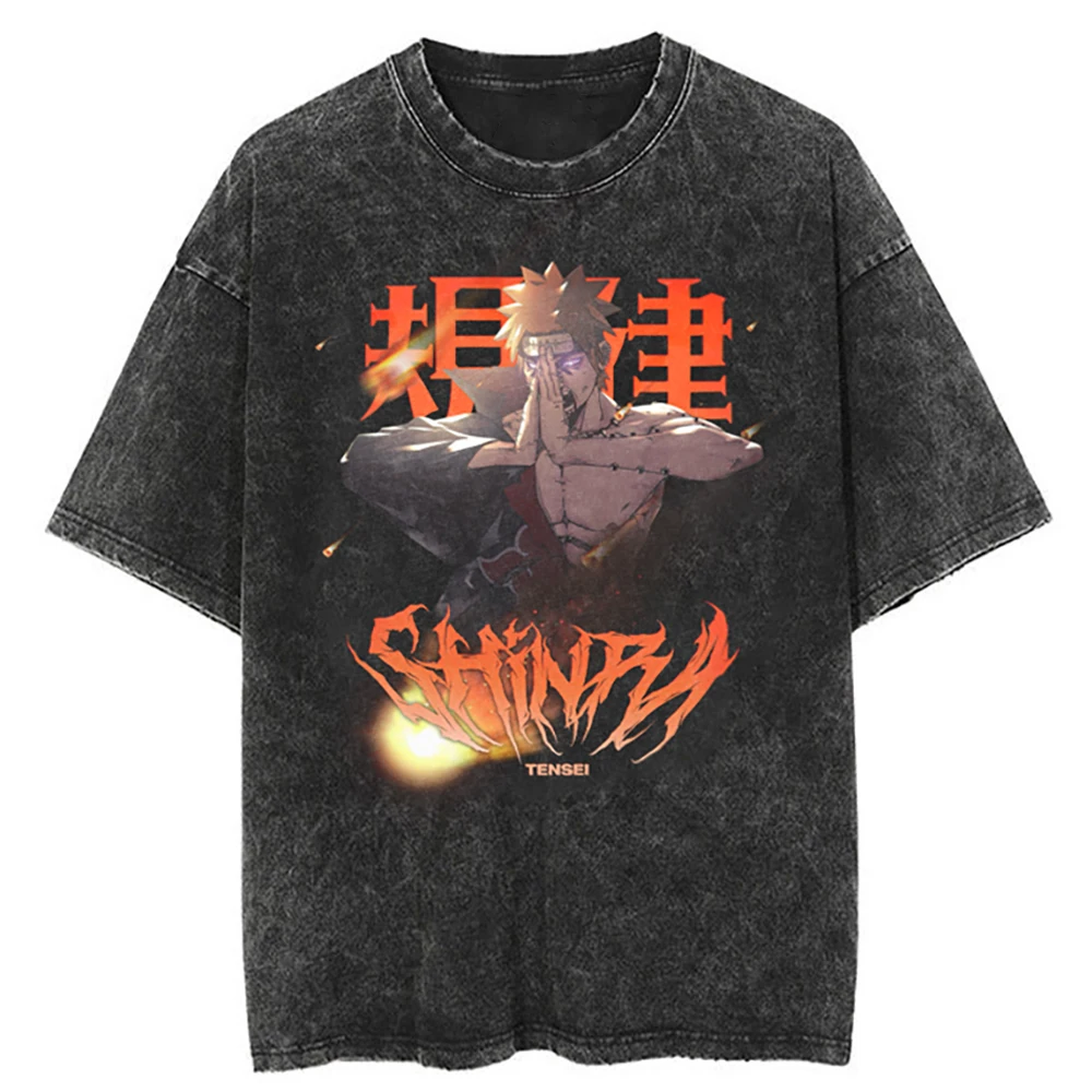 Hip Hop Streetwear T Shirt Japanese Anime Naruto Print T-Shirt Men Harajuku Cotton Tshirt Summer Short Sleeve Tops Tees