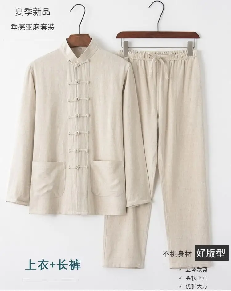 2026 Herren Chinesischer Traditioneller Tang-Anzug Hanfu Kung Fu 2-teiliges Set Oberteil und Hose Neujahrsparty Festival Übergröße M XXXXXL – Detail 2