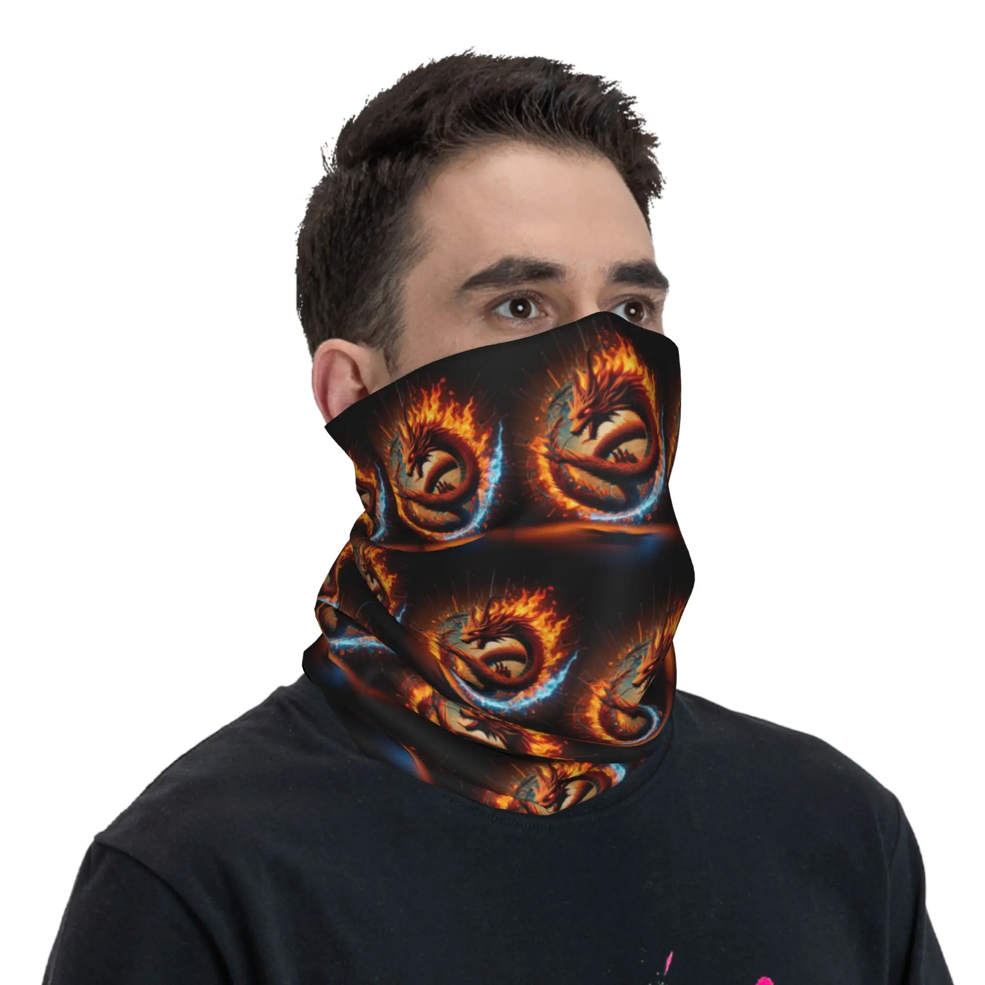 Dragon Portrait Bandana Neck Gaiter Printed Wrap Scarf Cycling Scarf Cycling for Men Women Adult Washable
