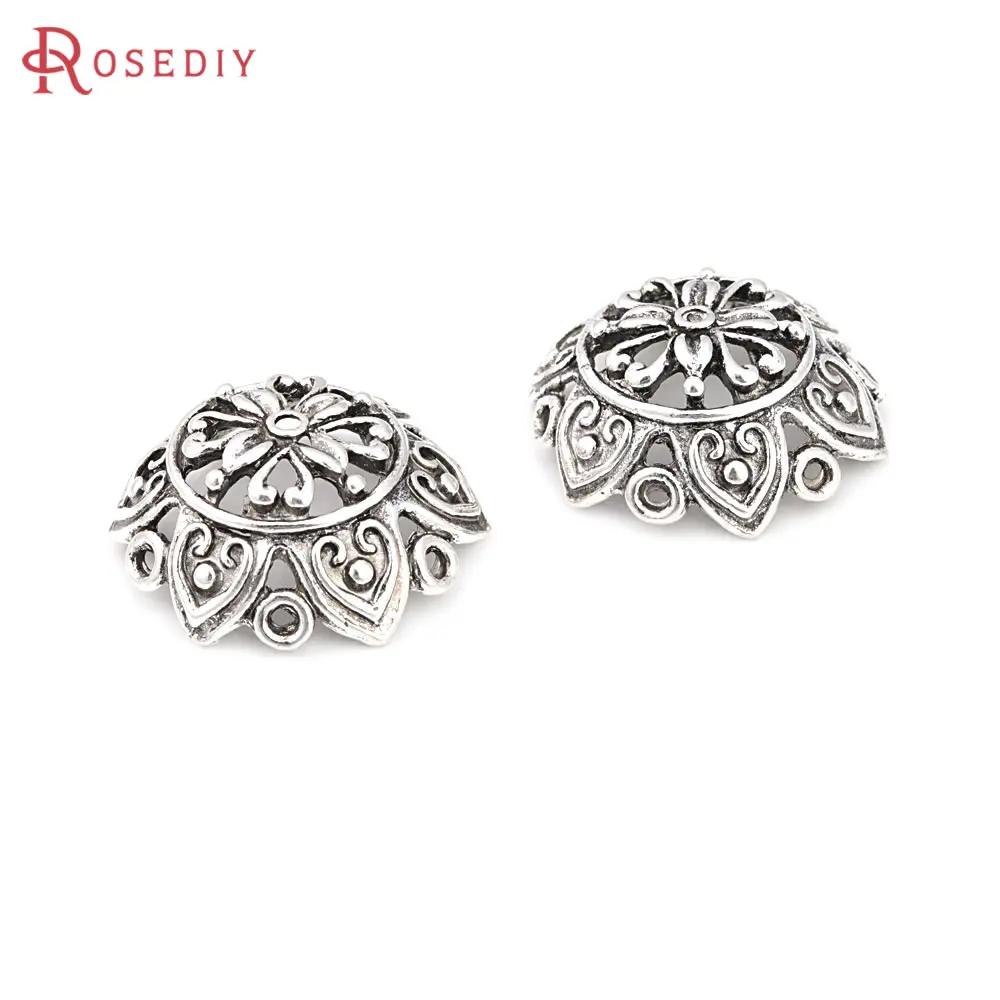 10PCS Antique Silver Zinc Alloy Big Beads Caps Tassel Caps High Quality Diy Jewelry Accessories Making Rosediy official-website