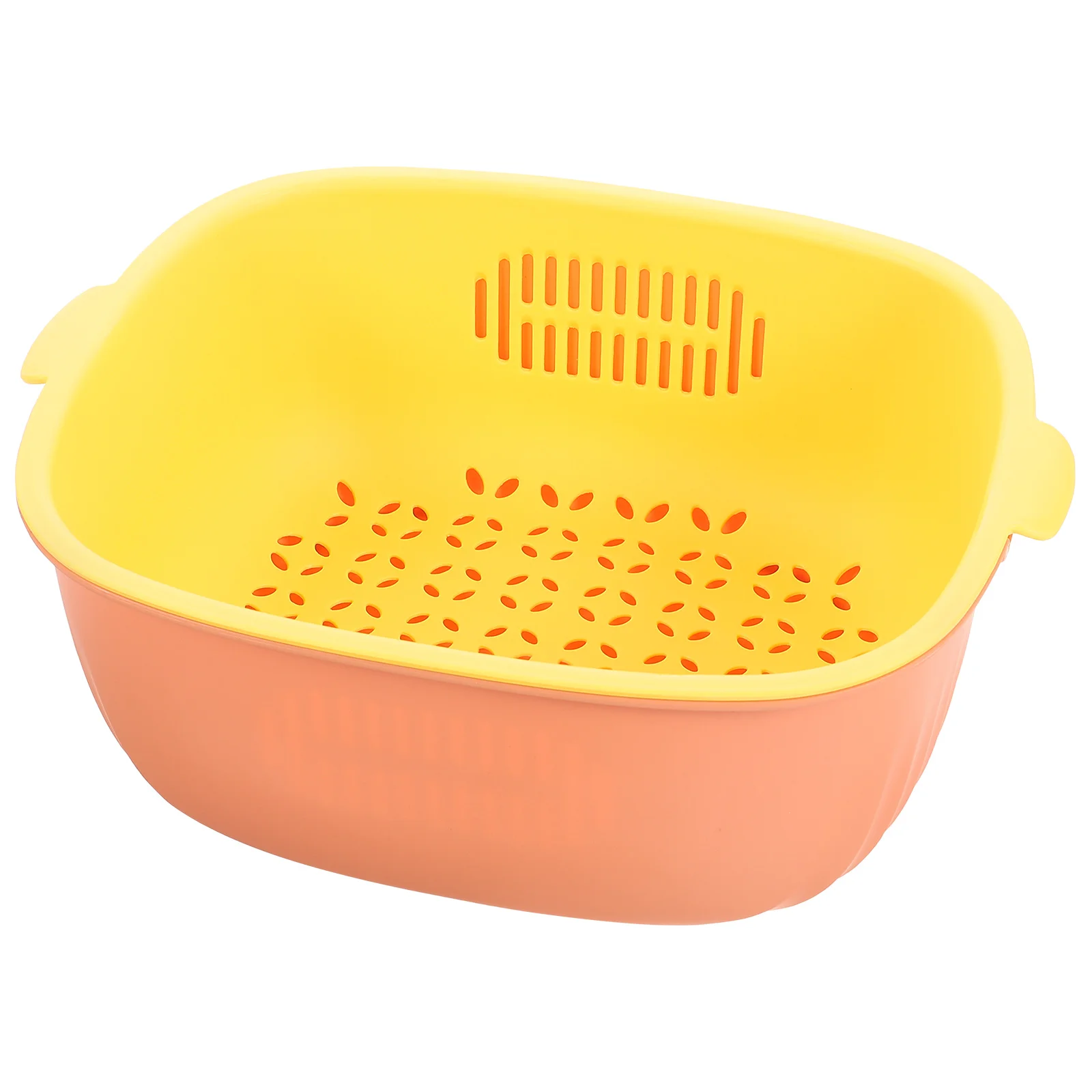 Double Layer Drainer Basket Vegetable Washing Hollow-out Household Kitchenware Fruits Storage Double-layer Pp Pink