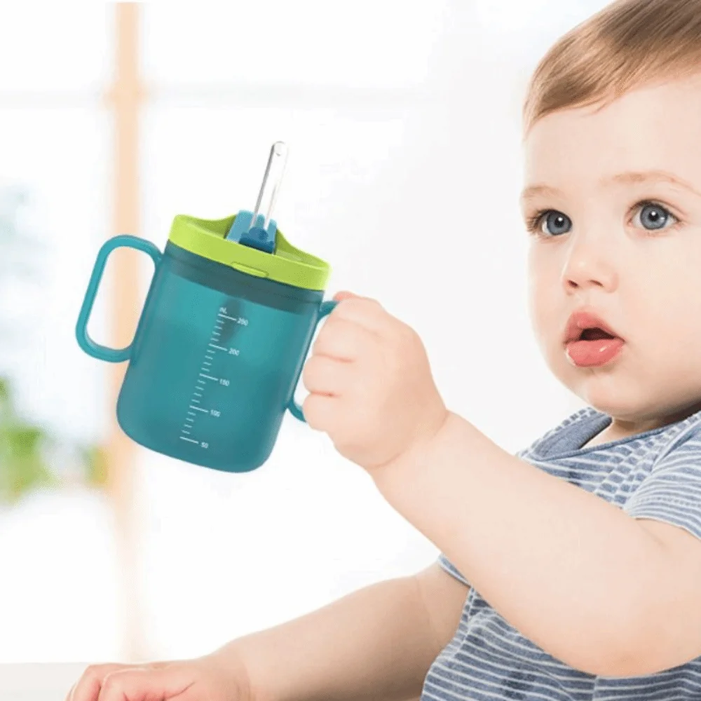 

Spill Proof Child Water Drinking Cup 3IN1 Scaled Toddler Milk Cup with Straw Lid Plastic Mug Infants Sippy Cup