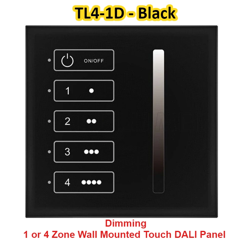 DC24V 1 Zone or 4 Zone Wall Mounted Touch Key DALI Panel DALI Bus Master TL4-1D/TL4-2D Match with RF 2.4G Single/Multiple zone
