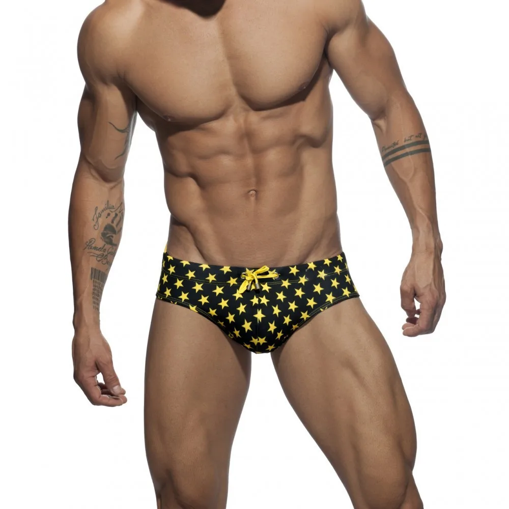 

Men's swim trunks, low waisted sexy swimwear, printed triangular cup swim trunks, hot spring beach shorts, trendy