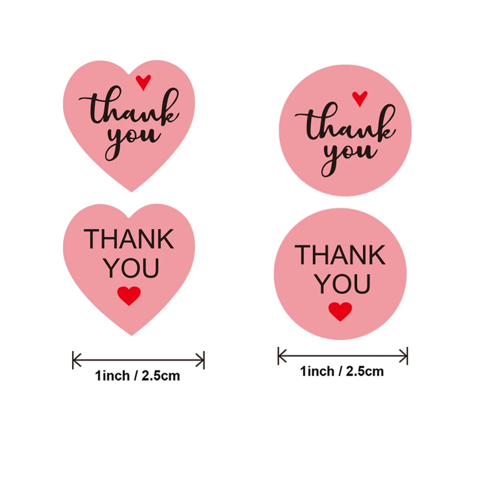 500pcs/roll Heart Stickers Thank You Stickers For Business Merci Packaging Stickers Rolling Love For Packaging Decoration