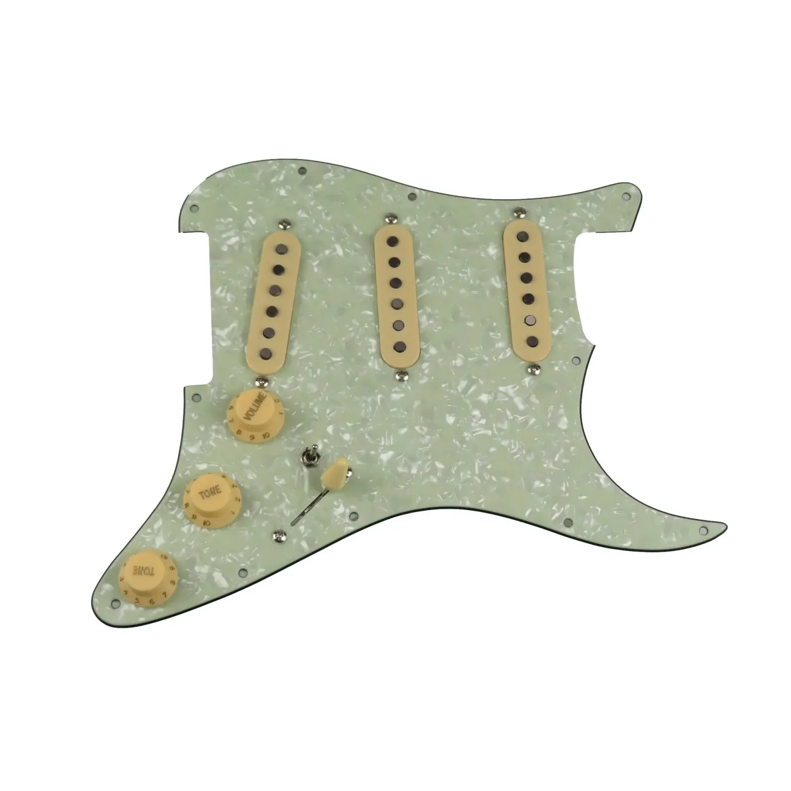 

Loaded Pickguard Pickups Guitar Alnico 5 Pickups SSS Single Coils Pickups /Yellow Pickup Covers Set