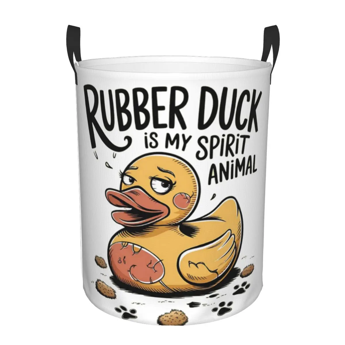 Humorous Dog's Favorite Rubber Duck Foldable Laundry Baskets Dirty Clothes Toys Sundries Storage Basket Large Bucket For Home