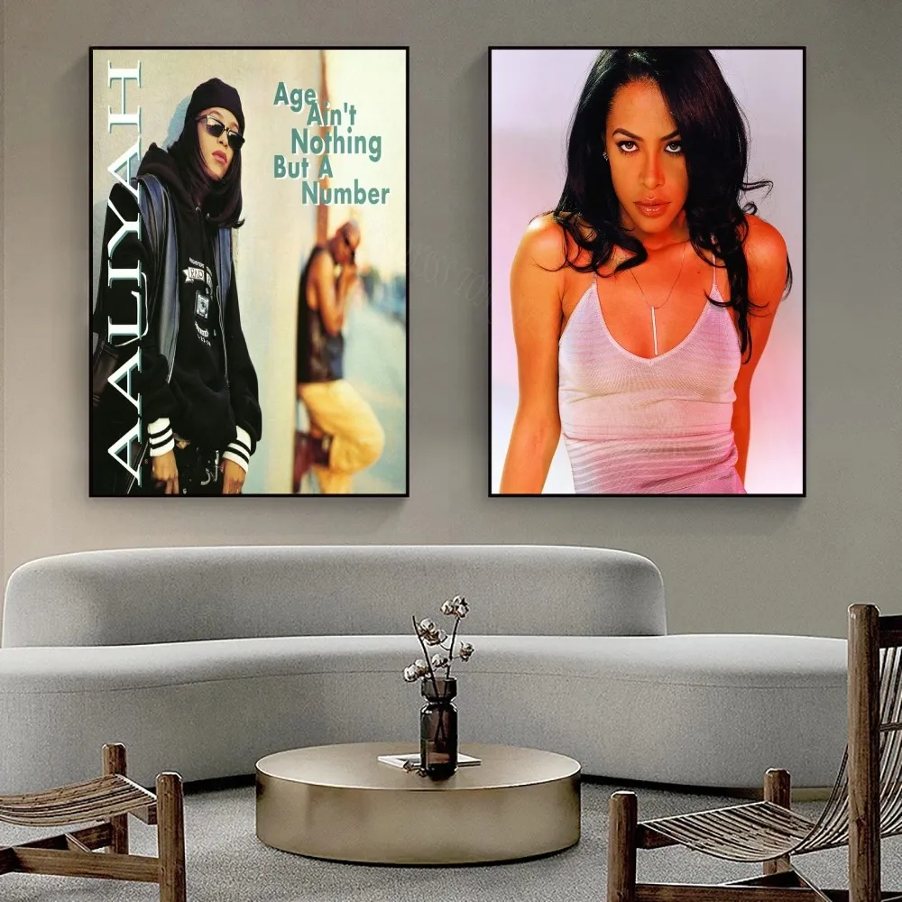 1pc Singer A-Aaliyah Poster Bedroom Posters Bar Coffee Tube Art Hanging Paintings Living Room Decor