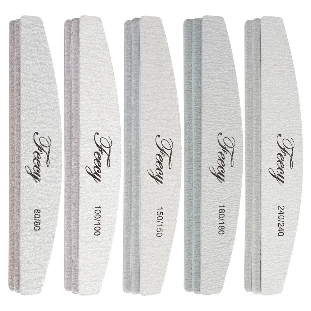 Nail Files Buffer Emery Board Sandpaper 80/100/150/180/240 Grit for Manicure Strong Thick Sanding Half Moon Lime Nail File Tools