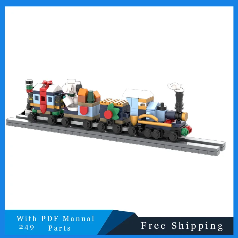 ชุดตัวต่อรถไฟเมืองฤดูหนาว 249 ชิ้น แบบ MOC ประกอบเอง ของเล่นเสริมพัฒนาการด้านการศึกษา ของขวัญสุดพิเศษ
