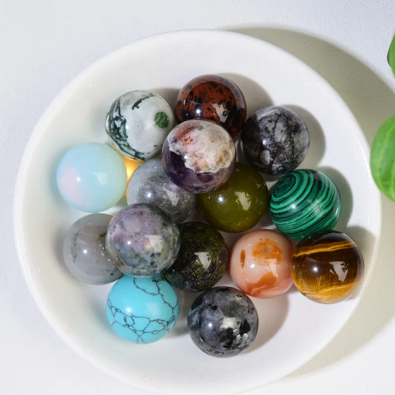 Natural Crystal Ball 2cm Ornament Crystal Agate Non Porous Beads Raw Stone Polishing Crystal Crafts Furniture Office Decorations