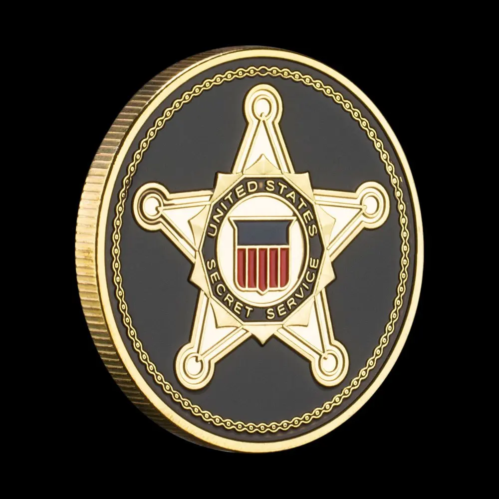United States Secret Service Souvenir Coin Plated Golden Commemorative Coin Collectible Gift Collection Art Challenge Coin view 5