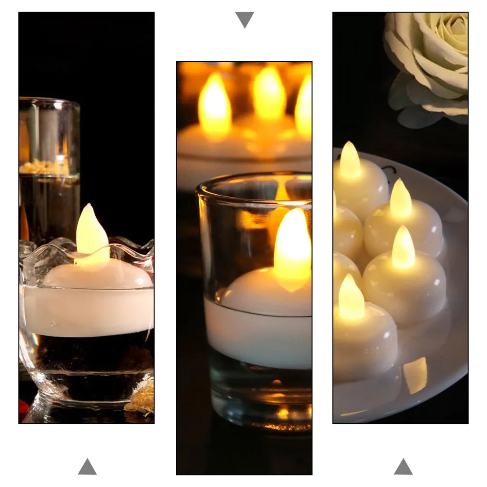 12Pcs LED Floating Lamp Waterproof Smokeless Safe Plastic Light for Garden Pool Pond Party Wedding Festival Decor Warm