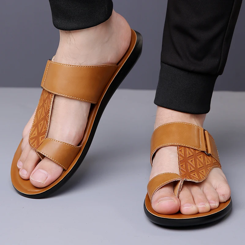 Herren Sommer-Sandalen Atmungsaktive Modische Einfache Zehenfreie Weiche Flache Strandschuhe Bequeme Klassische Pantoffeln-2502 – Detail 11
