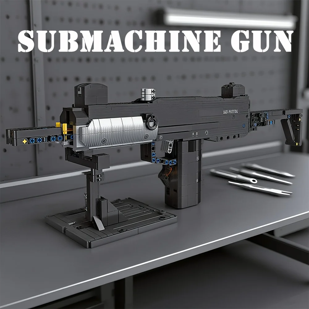 

58021 Jiestar Ideas Fire Burst Weapon Brick High-Tech UZI Submachin Pistol Gun Game Model Building Blocks Boys Toys Gifts 972pcs