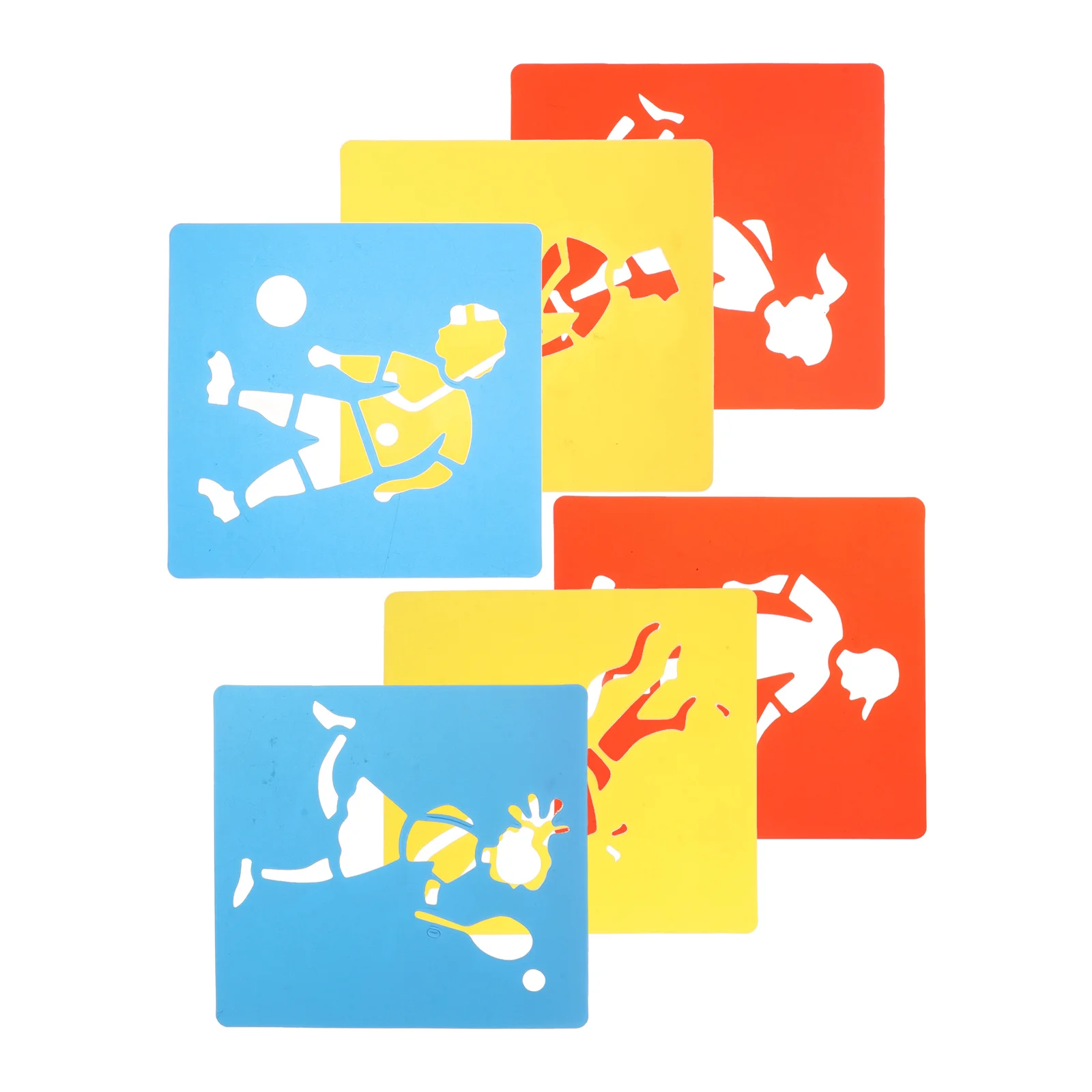 6개 모션 페인팅 템플릿 Pp 드로잉 스텐실 플라스틱 스텐실 어린이용 속이 빈