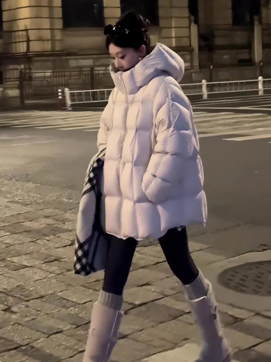 Feminino Thiened branco du down Jaet inverno quente outerwear longo sve fechamento com zíper de comprimento médio casual sle casaco