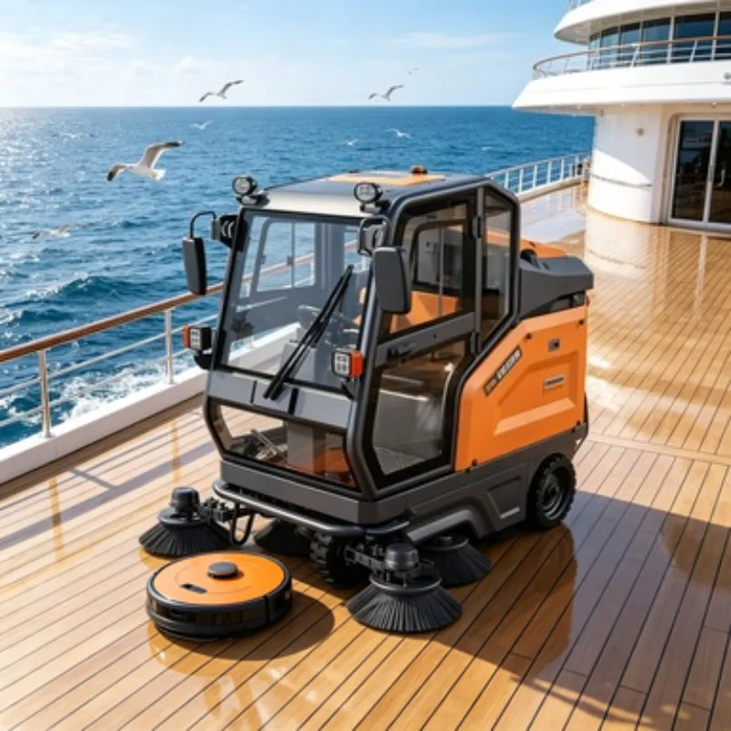 

Enclosed Ride‑on Street Sweeper with Side Brushes for Road Debris and Dust Cleaning – High Efficiency