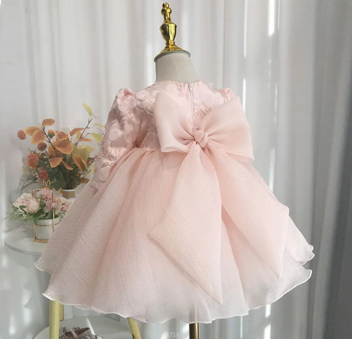 1st Birthday Baby Dress Costume Tulle Long Sleeve Princess Children Girl Dress For Party And Wedding Baptism Ball Gown Vestidos