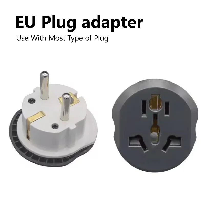 4.8mm 16A 100-250V Universal Travel Adapter CN Plug to EU Plug Converter UK US AU to KR 2Pin Power Socket Plug Charger Adapter
