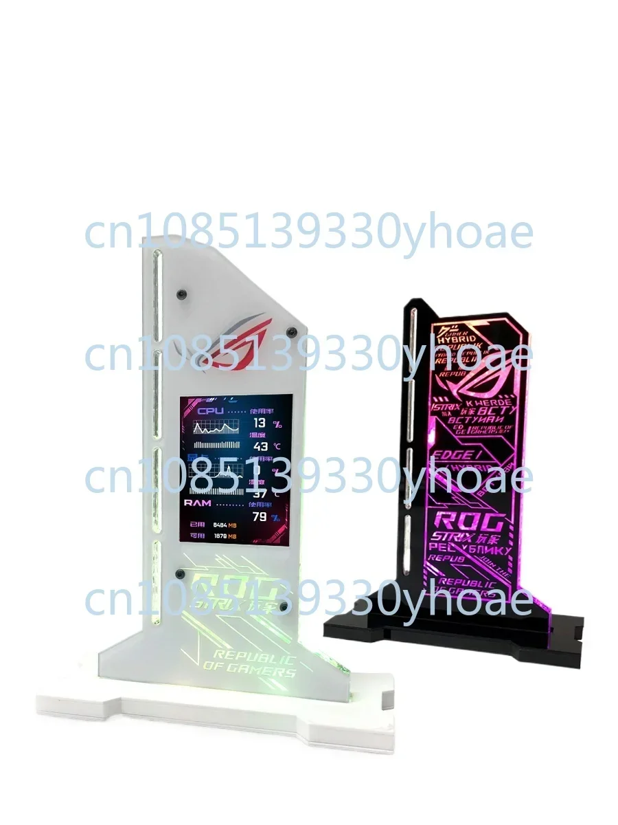 Vertical graphics card bracket 2.4 inch LED temperature control screen chassis decorative jack RGB Shenguang synchronous