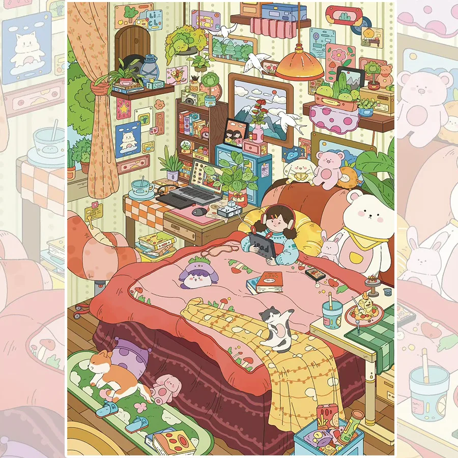 PLUS SIZE Landscape stickers miniature scene collage stress-relieving Landscape stickers