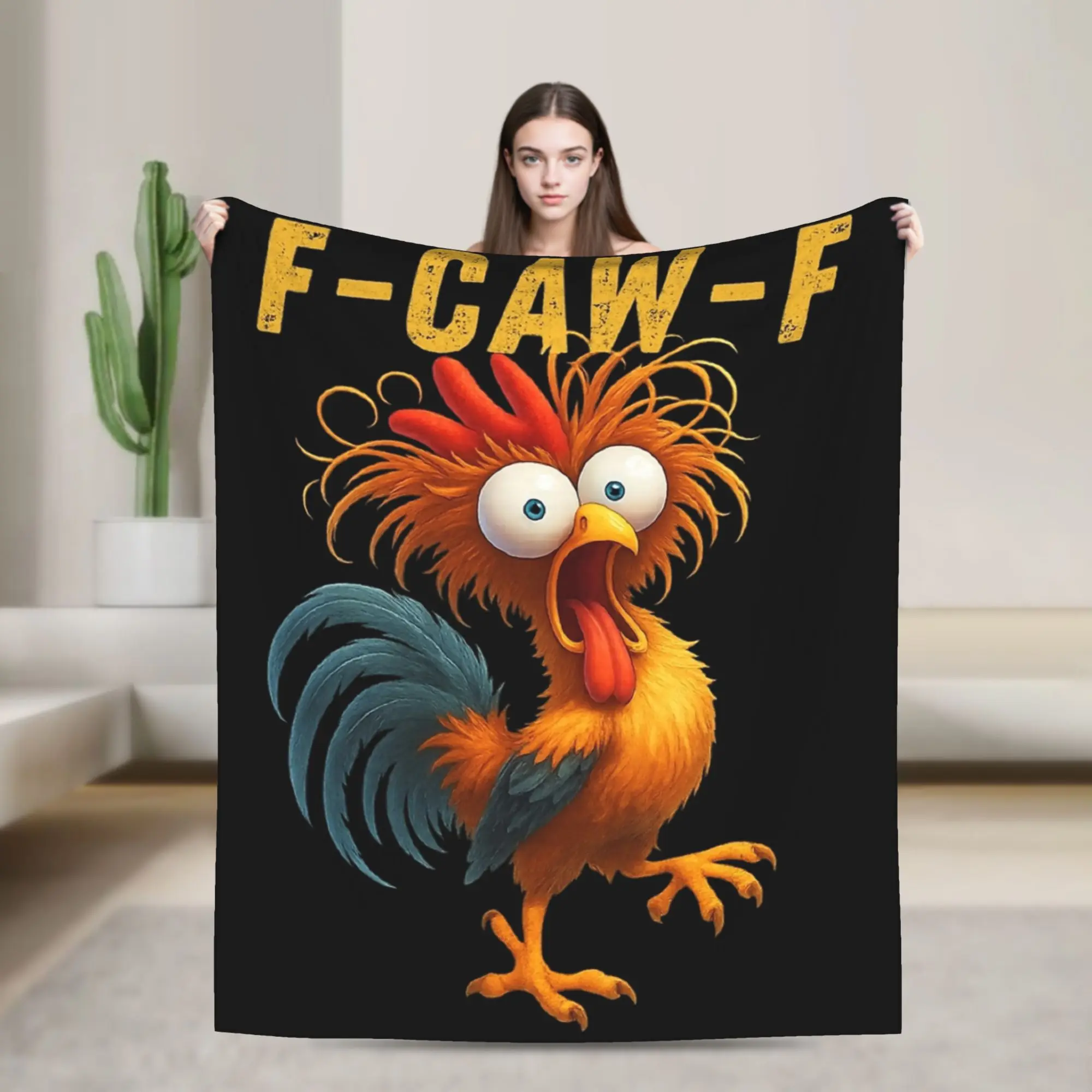 F-Caw-F Chicken Funny Blanket Fleece Decoration  Multi-function Lightweight Throw Blanket for Bed Bedroom Plush Thin Quilt