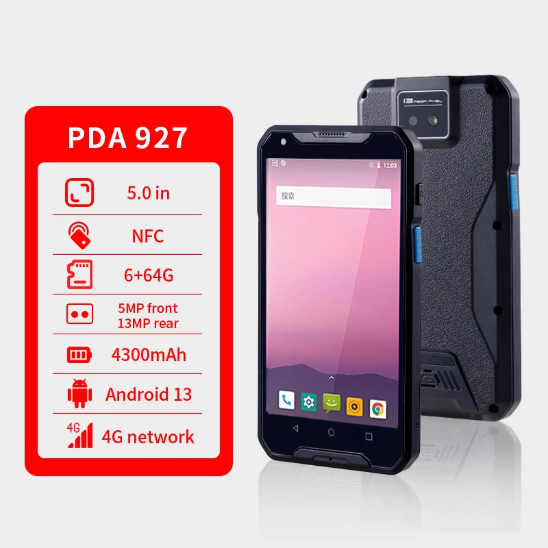 Barcode Scanner, Handheld PDA, Running Android 13.0, Supports Wi-Fi and Bluetooth, Built-in 2D Barcode Scanner