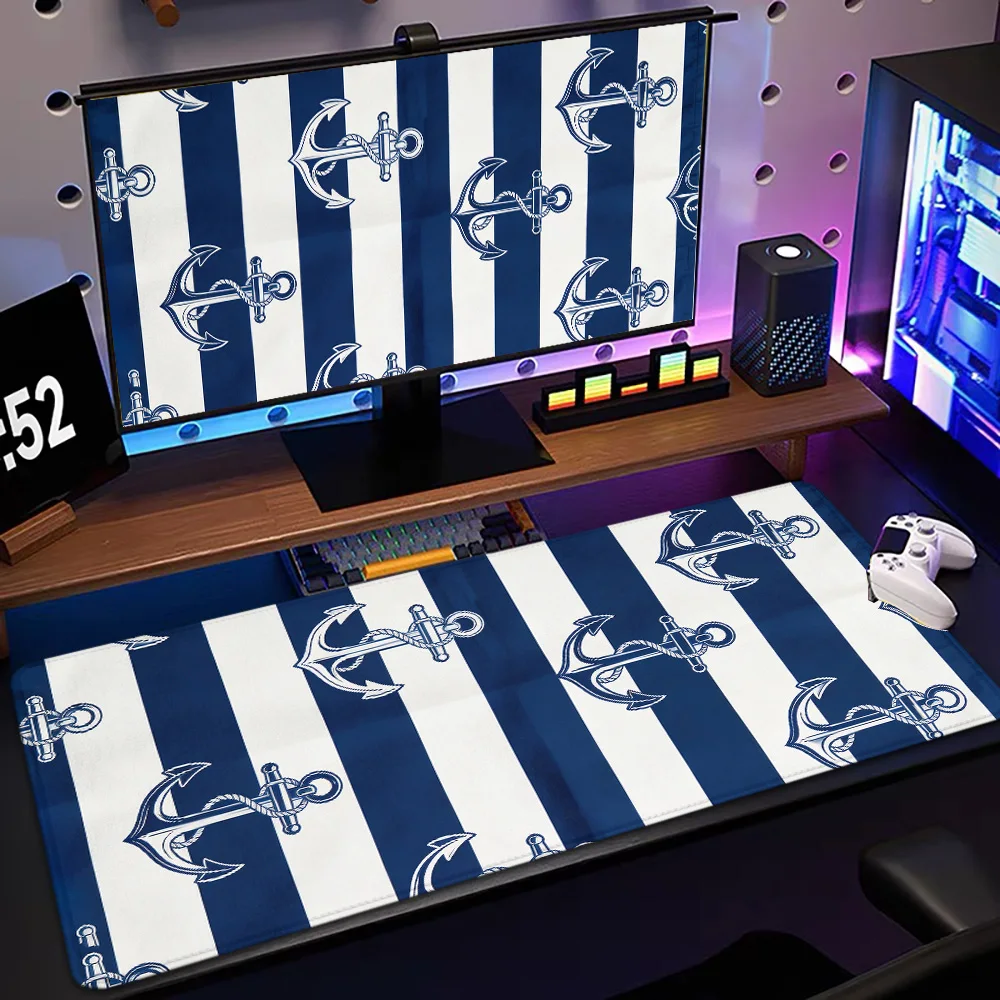 

Mosepad Blue and white striped boat anchor Computer Mat Desk Accessories Pc Gamer Mousepad Company Game Mats mousepad