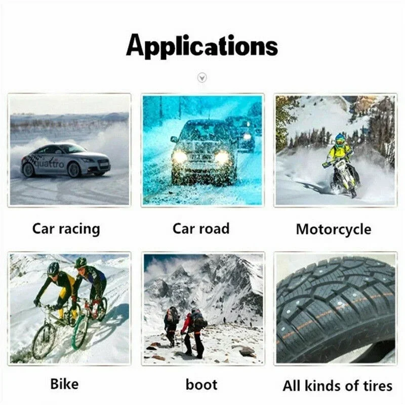 10 Pcs Alloy Tire Studs Anti-Slip Snow Nails for Car Off-road Motorcycle Bike Tyre Sole Cleats Winter Anti-ice Spikes